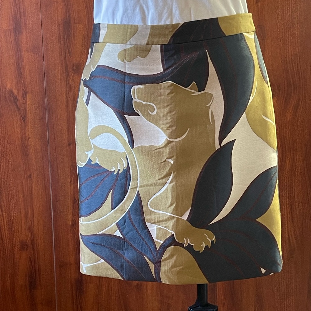 Ann Taylor Multicolor Jaguar Cat Print Skirt
